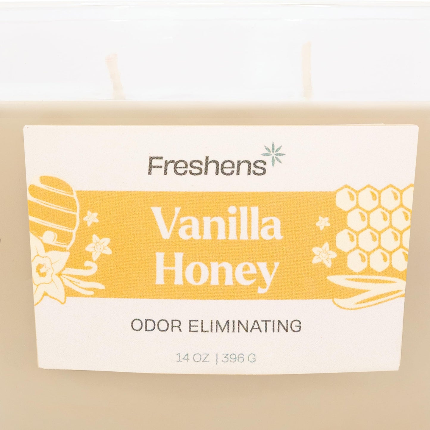 Carolina Freshens Vanilla Honey Odor Eliminating Highly Fragranced Candle for Home Scented, Eliminates 90% of Pet, Smoke, Food and Other Smells Quickly, 2 Wick, 14 oz - Made in The USA