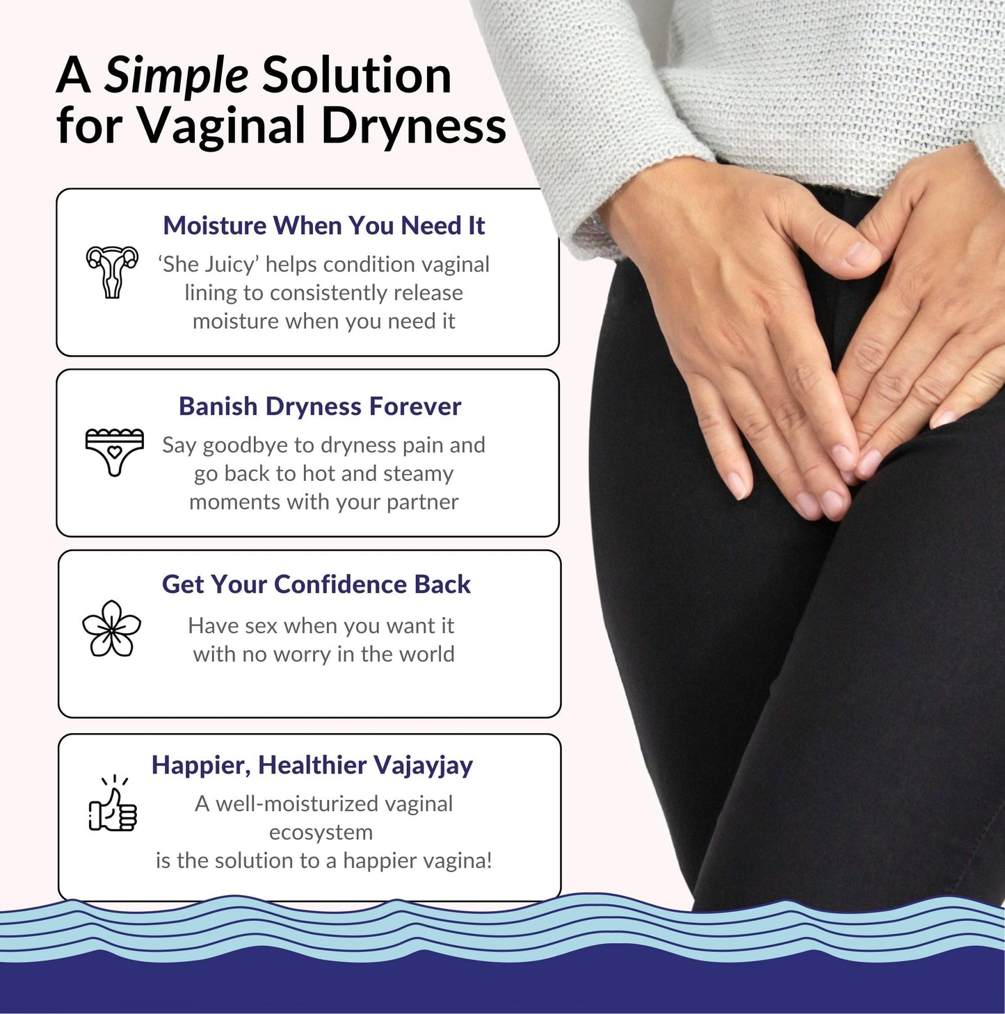 Flower Power She Juicy Vaginal Moisturizer | Feminine Care for Women - 60 ct - End Vaginal Dryness with Slippery Elm Bark | Feminine Care for Vaginal Health - Made in USA