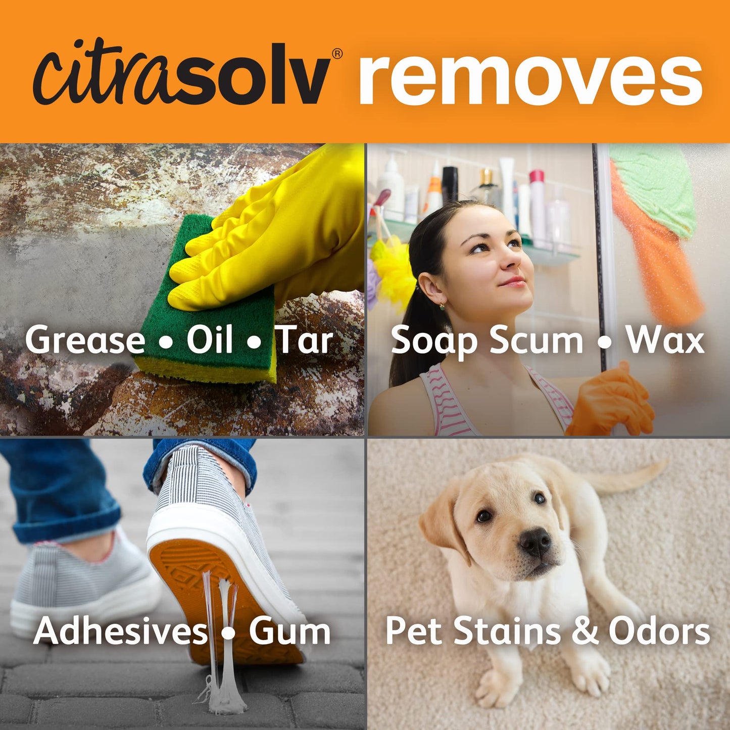CitraSolv - Concentrated Household Cleaner & Degreaser - Valencia Orange Scent - 16 Fl Oz, Natural Ingredients, Non-Toxic, Biodegradable, Made in USA