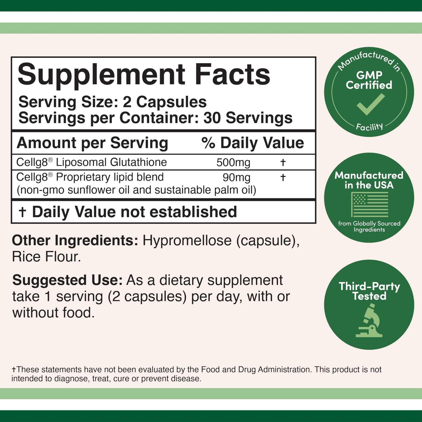 Liposomal Glutathione Supplement 500mg per Serving, 60 Capsules (Vegan Safe, Non-GMO) Max Absorption Liposomal Glutathione with Genuine Smell and Taste by Double Wood