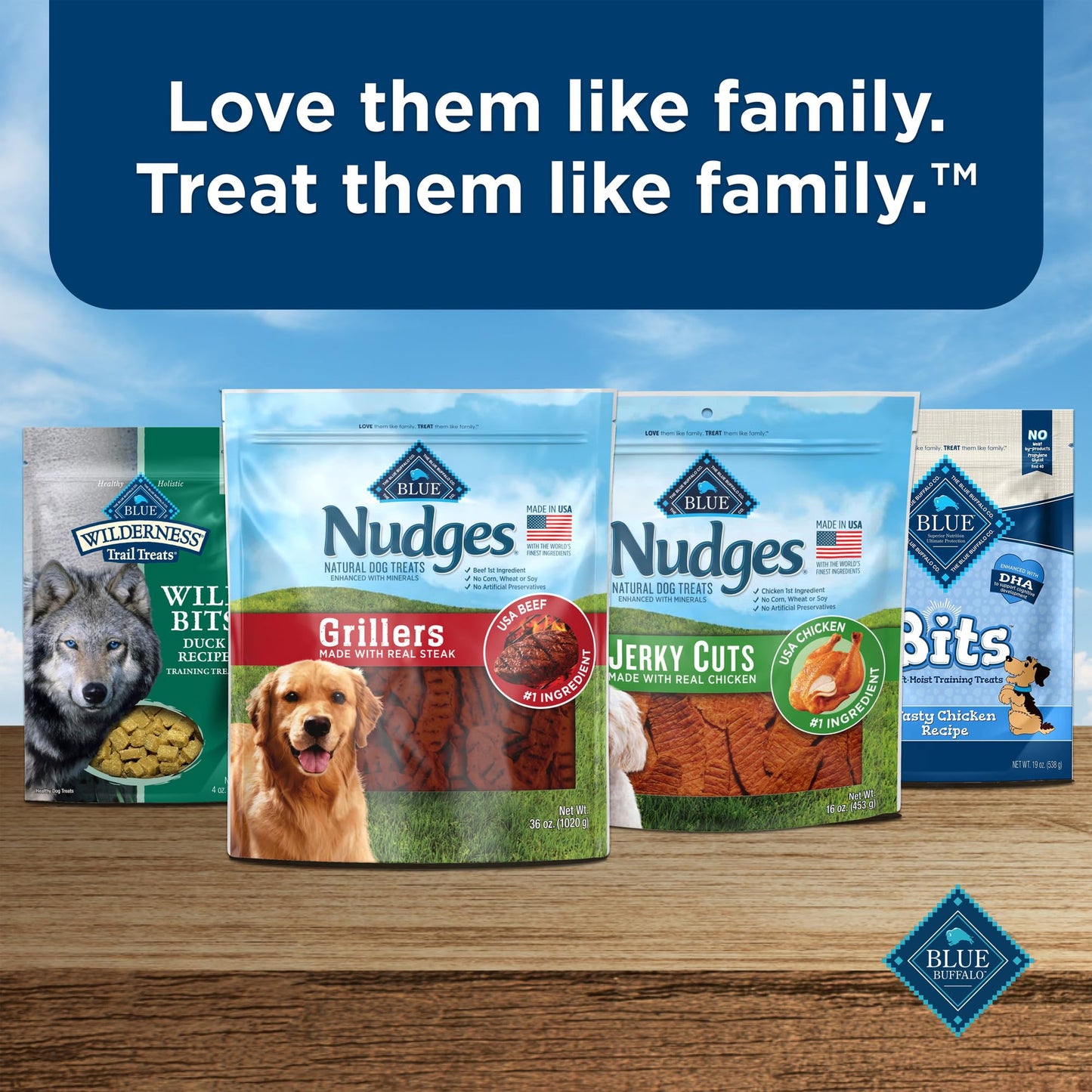 Blue Buffalo Nudges Grillers Natural Dog Treats, Made in the USA with Real Steak, 16-oz Bag