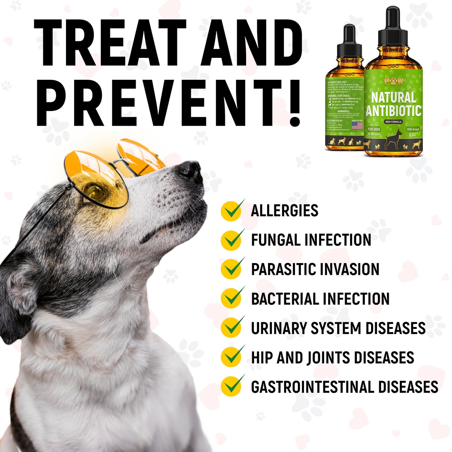 Dog Antibiotics for Infections, Cough, & Teeth Moments | Natural Antibiotics for Dogs with UTIs | Dog Allergy Relief & Canine Breath Treatment in 1 Bottle | Organic | 2 Oz