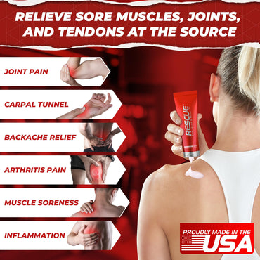 RESCUE PAIN RELIEF & RECOVERY Cream - All-in-One Solution for Back, Neck, Knee, Hand, Foot, and Shoulder Pain - Combines Power of Key Ingredients from Leading Pain Relief CreamProducts - 4 Ounces