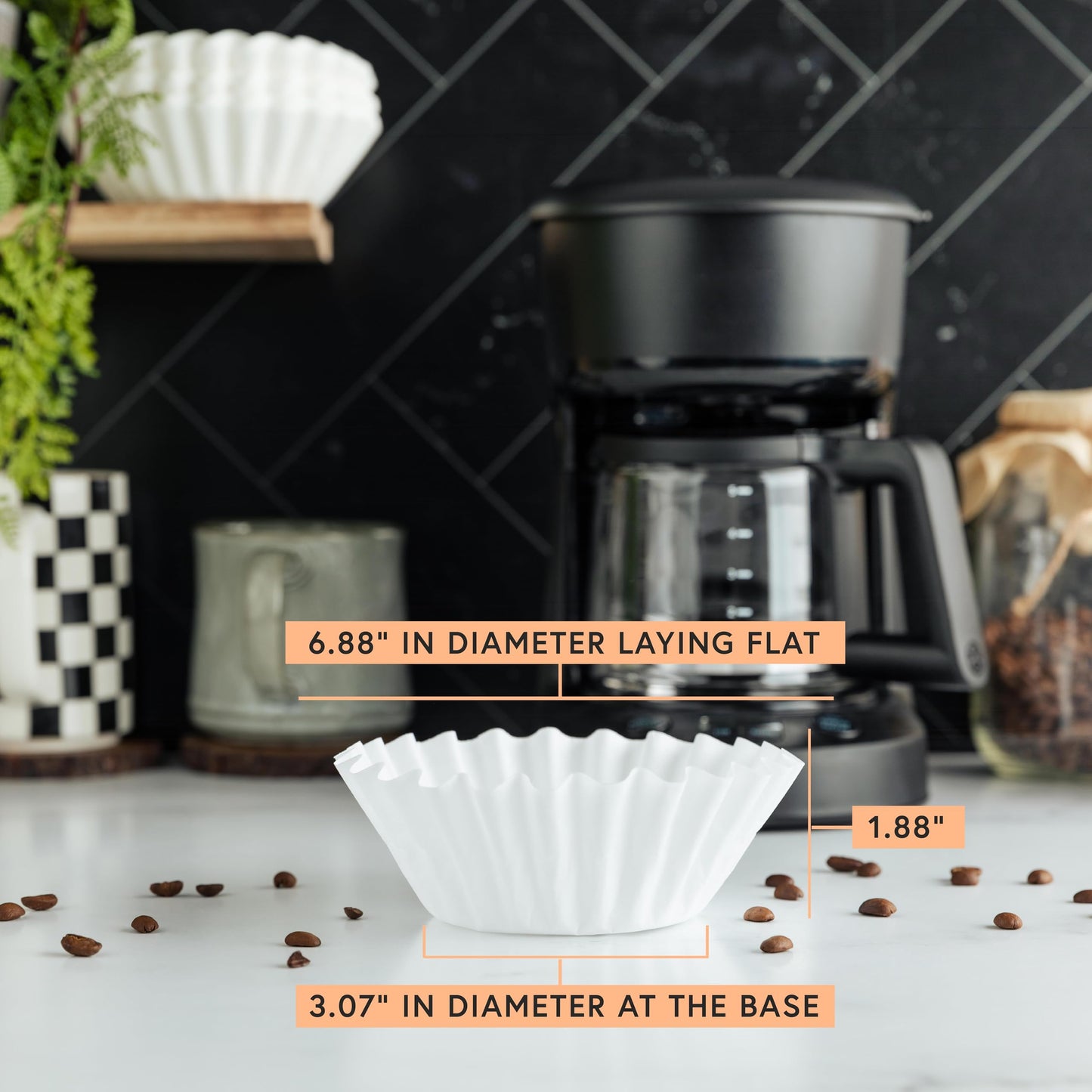 Tupkee Coffee Filters 4-6 Cups - 400 Count, Junior Basket Style, White Paper, Chlorine Free 5 Cup Coffee Filter, Made in the USA