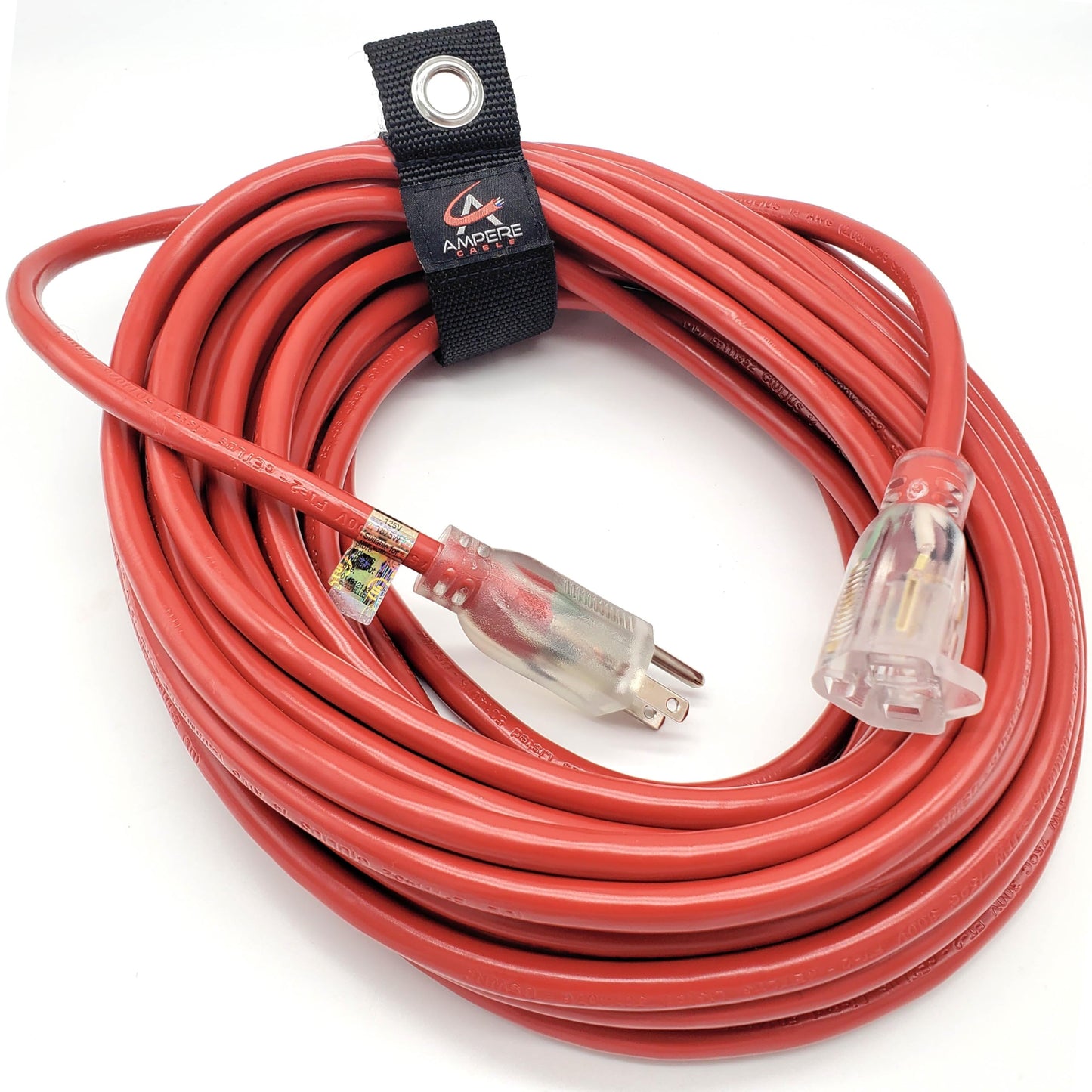 Anthem Cable Outdoor Extension Cord - Made in USA - Lighted on Both Ends - Red Waterproof Heavy Duty 15 Amp