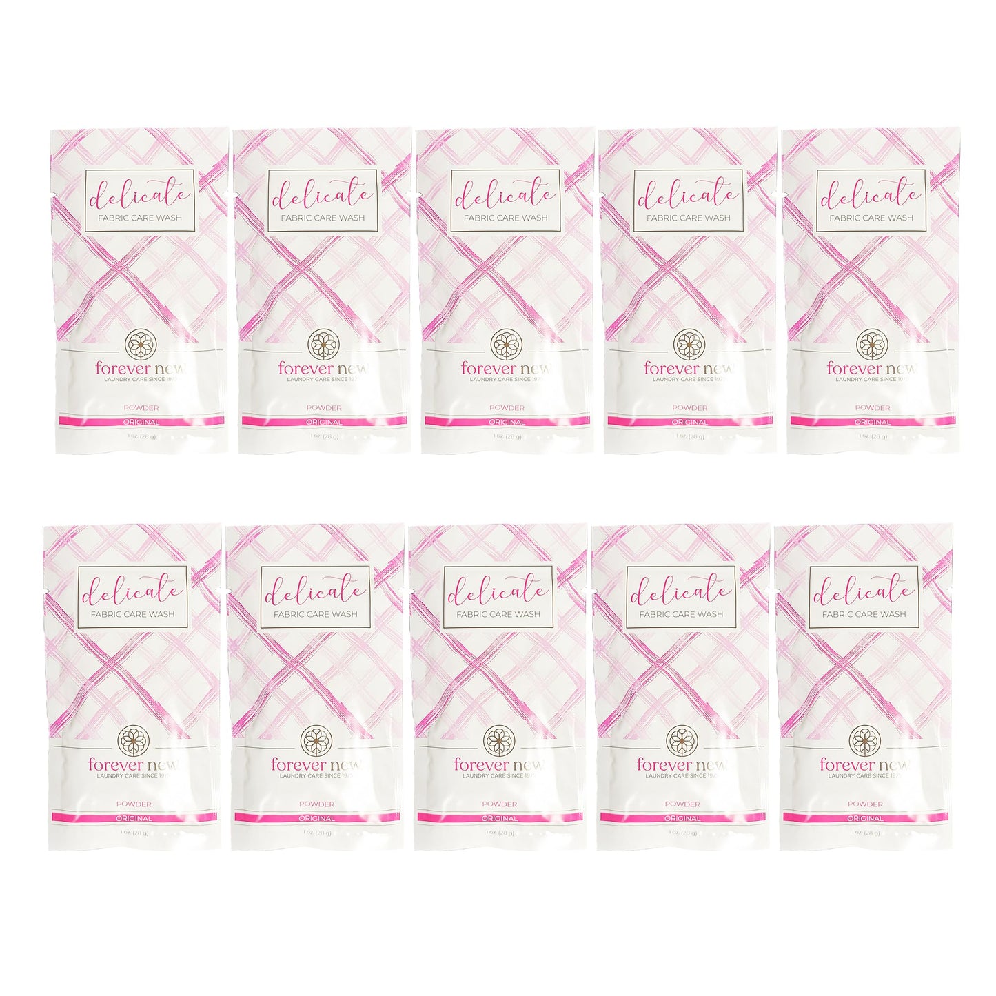 FOREVER NEW Granular Detergent Powder - Delicate Laundry Care Wash - Original Scented, 1 oz Travel Packets x10