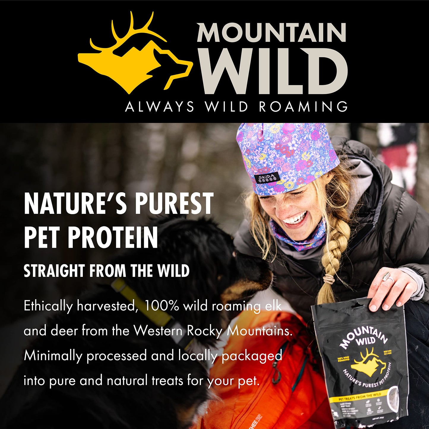 MOUNTAIN WILD Venison Jerky Training Treats for Dogs – Elk & Deer Meat Protein Dog Treat High-Value Reward – All-Natural, No Fillers, Grain-Free, No Preservatives – 8 oz (2 Pack)
