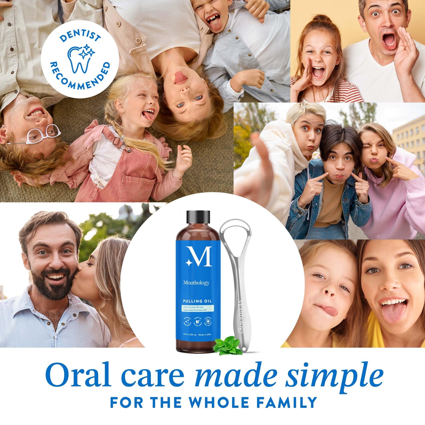 Mouthology Coconut Oil Pulling for Teeth and Gums (Made in USA), Whitening Pulling Oil Coconut Mint Mouthwash for Fresh Breath Ayurvedic Oil Pulling Mouth Gum Health with Tongue Scraper Oral Care 8oz