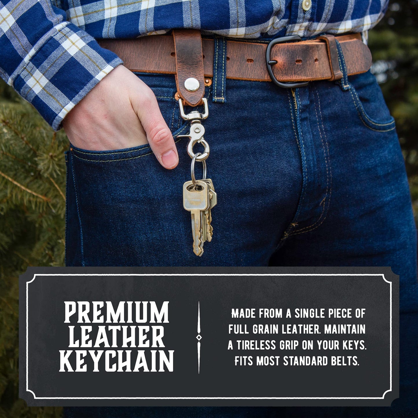 Main Street Forge | Full Grain Leather Keychain for Men | Made in USA | Hand Made | Luxury Valet Key Chain | Quick Detach | Men's Key Ring Organizer