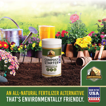Compost Starter - 100x Concentrated All Natural Compost Accelerator for Countertop Kitchen Bin - Odor-Free, Fast-Acting Microbial Formula - Approximately 73 Scoops
