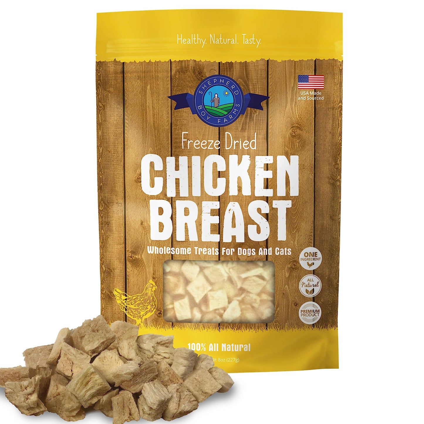 Shepherd Boy Farms Freeze Dried Dog and Cat Treats, Chicken Breast, All Natural Freeze-Dried Dog Treat & Snacks, Made in USA, High in Protein, Nutrition of Raw Food, Single Ingredient