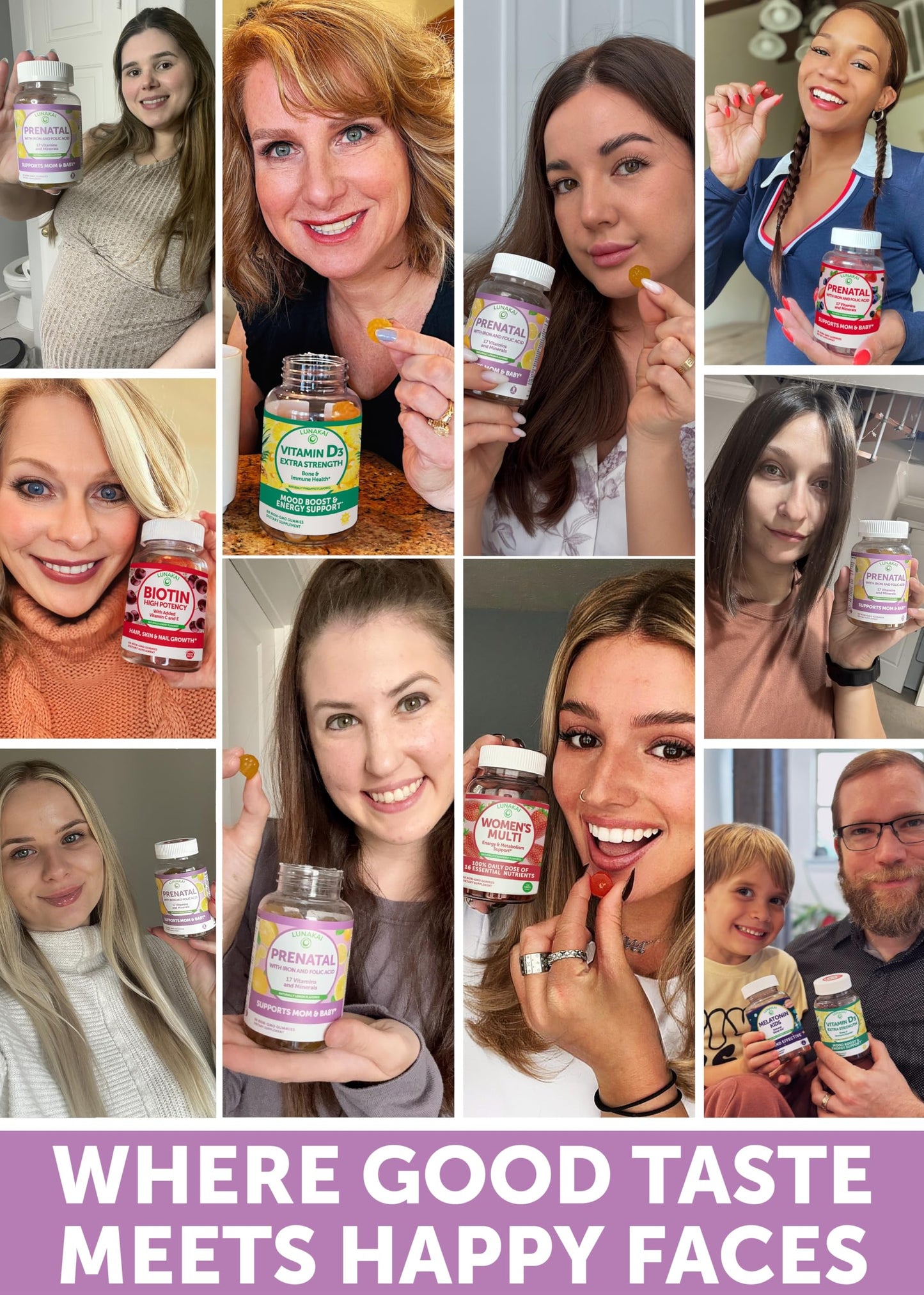 Lunakai USA Made Prenatal Vitamins for Women with Iron & Folic Acid - Delicious Prenatal Gummies, Non-GMO, Gelatin-Free, 60ct
