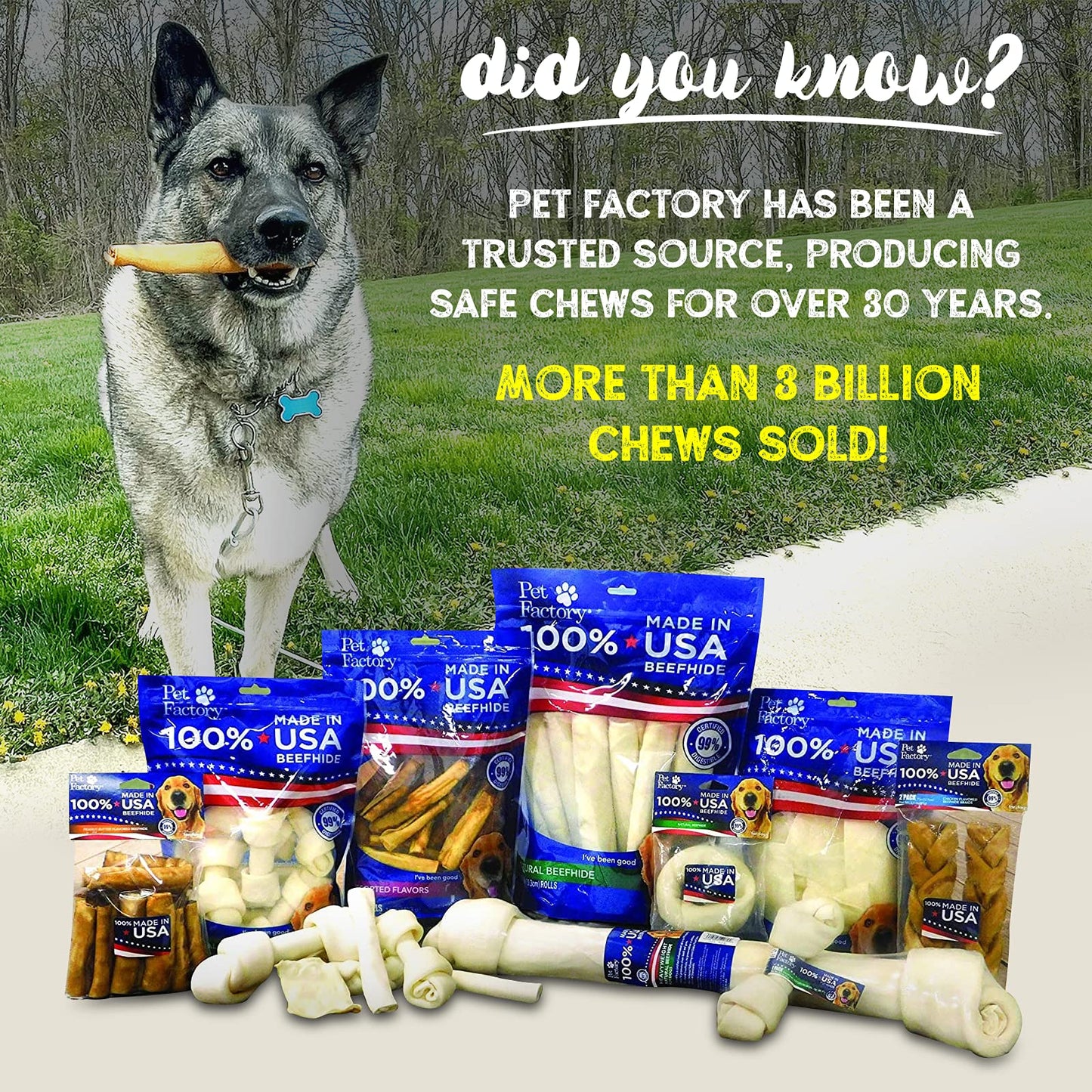 Pet Factory 78130 Beefhide | Dog Chews, 99% Digestive, Rawhides to Keep Dogs Busy While Enjoying, 100% Natural, Peanut Butter Flavored Rolls, Pack of 20 in 5" Size, Made in USA