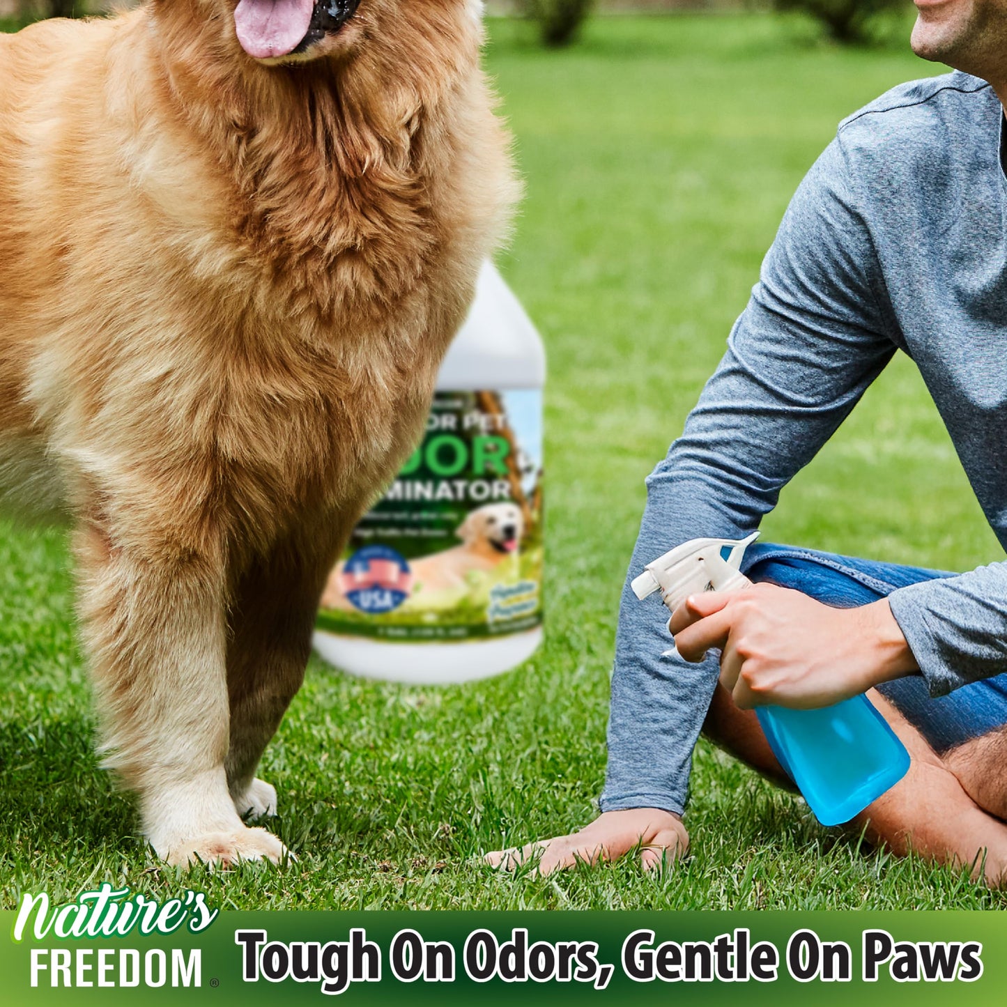 Nature’s Freedom Concentrated Enzymes Outdoor Odor Eliminator, Turf and Yard Cleaner for Pet Urine, Deodorizer for Dog & Cat Waste & Smells, Makes 5 to 64 Gallons, Use on Grass, Patios, Kennels