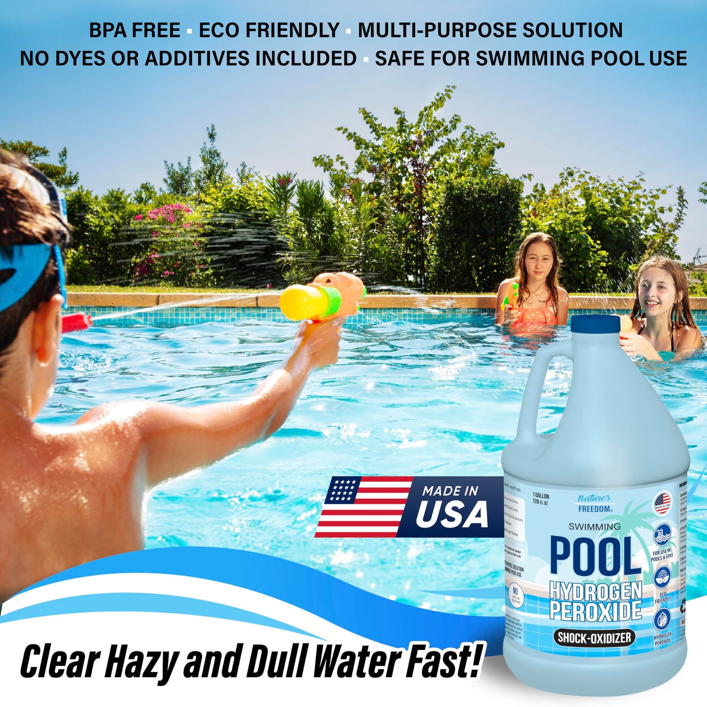 Nature's Freedom Hydrogen Peroxide Swimming Pool and Spa Non-Chlorine Shock-Oxidizer (1 Gallon)