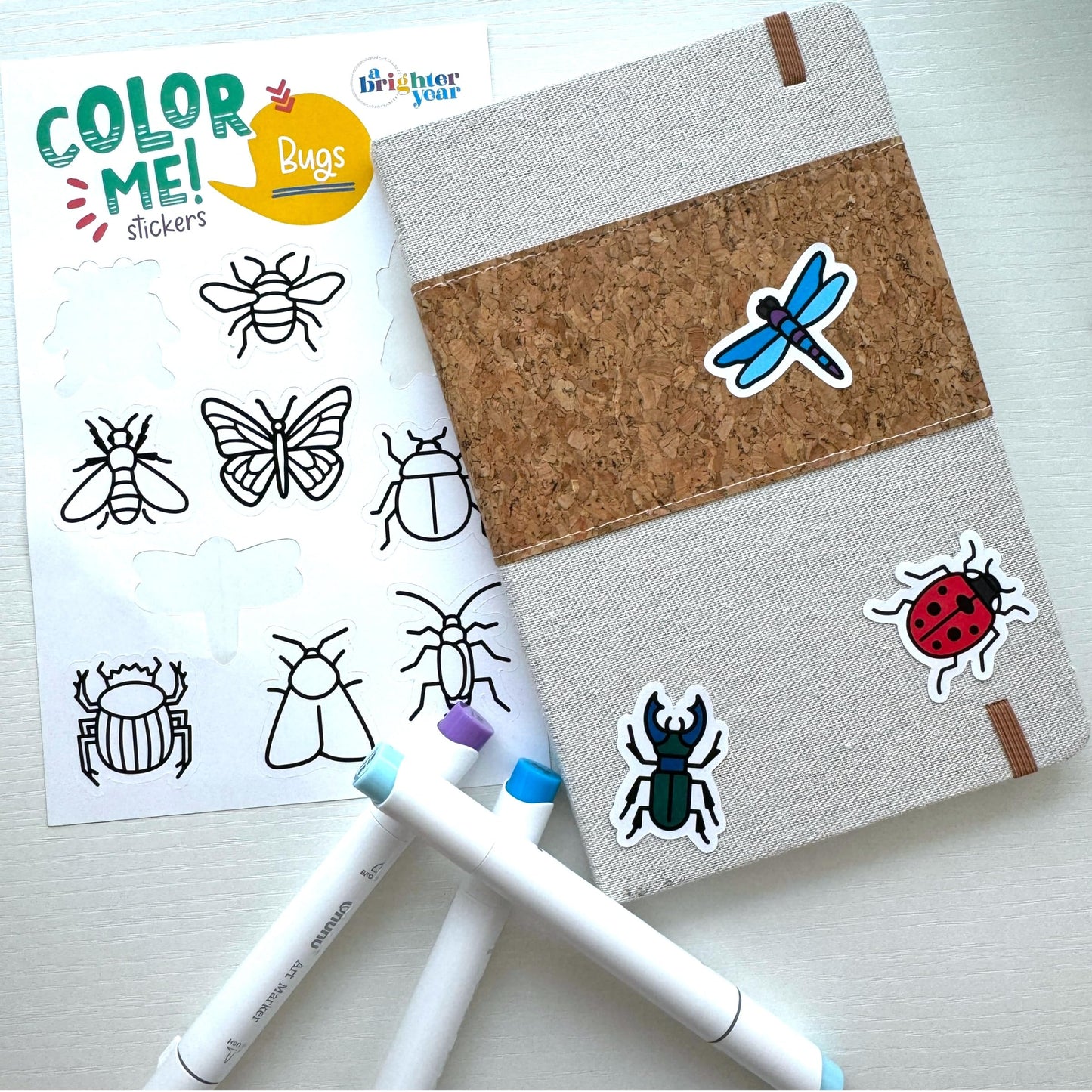 A Brighter Year Color-Your-Own Sticker Bundle, Birds, Bugs & Botany Edition - 3-Pack of 8.5” x 5.5” Sheets of 10 Stickers Each – Stickers are 1.5-2” x 2-3” - Notebooks, Planner, Gift