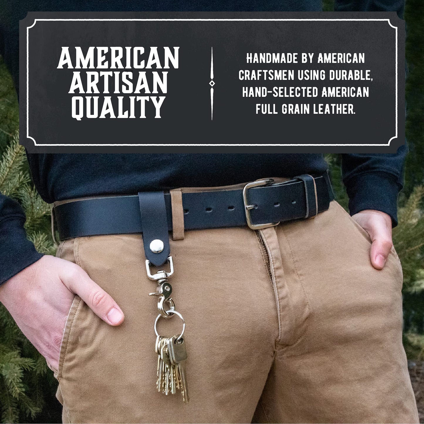 Main Street Forge | Full Grain Leather Keychain for Men | Made in USA | Hand Made | Luxury Valet Key Chain | Quick Detach | Men's Key Ring Organizer