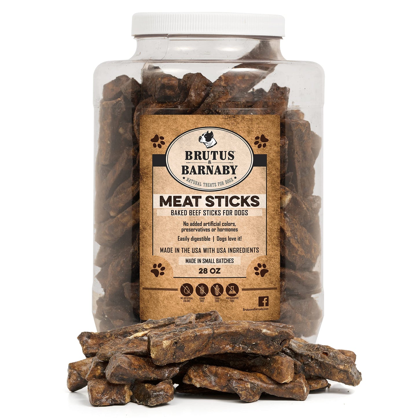 BRUTUS & BARNABY Beef Meat Sticks for Dogs - Thick & Hearty Beef Liver & Lung Dog Treat Made in USA - Protein Packed, Crunchy, Healthy Dog Treats - Grain Free, Rawhide Free, No Additives