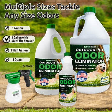Nature’s Freedom Concentrated Enzymes Outdoor Odor Eliminator, Turf and Yard Cleaner for Pet Urine, Deodorizer for Dog & Cat Waste & Smells, Makes 5 to 64 Gallons, Use on Grass, Patios, Kennels