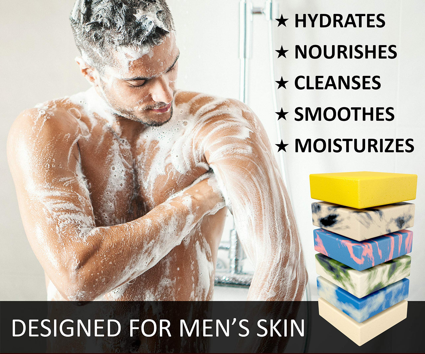 NATURAL AMERICAN Mens Organic Bar Soap, Masculine Scents, 100% Natural Soap for Men - Essential Oils, Organic Shea Butter Natural Body Soap, Natural Bar Soap for Men - SOLDIER Body Soap 5 oz (6pk)