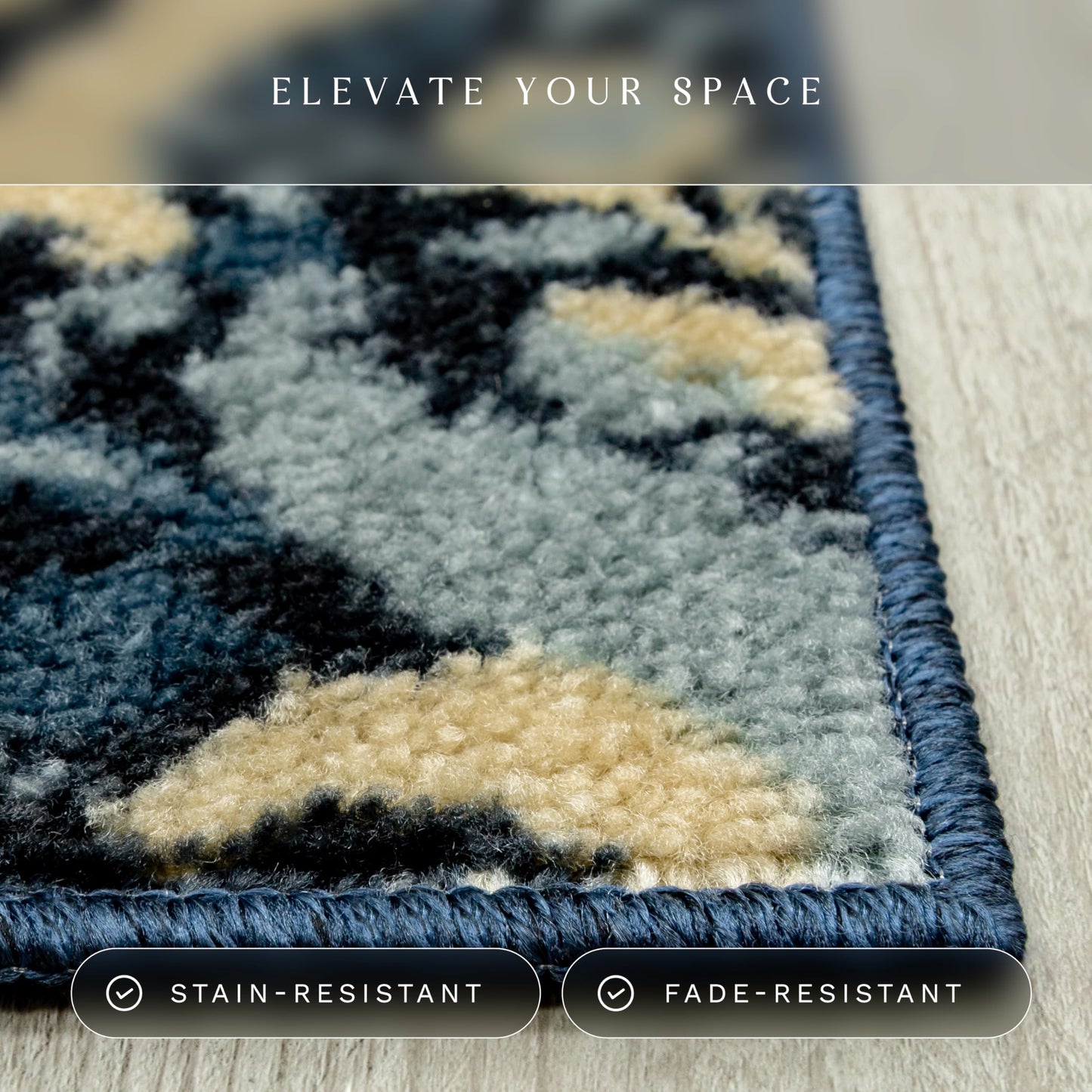 Maples Rugs Vivian Medallion Runner Rug - Made in USA - Washable, Non Slip, Indoor Carpet for Hallway, Kitchen, and Laundry Room, 2'6 x 6', Persian Blue