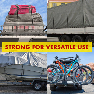 Miloo Rubber Bungee Cords with Hooks - Heavy Duty Tarp and Cargo Straps - Made in USA - 10 Inch Pack of 10