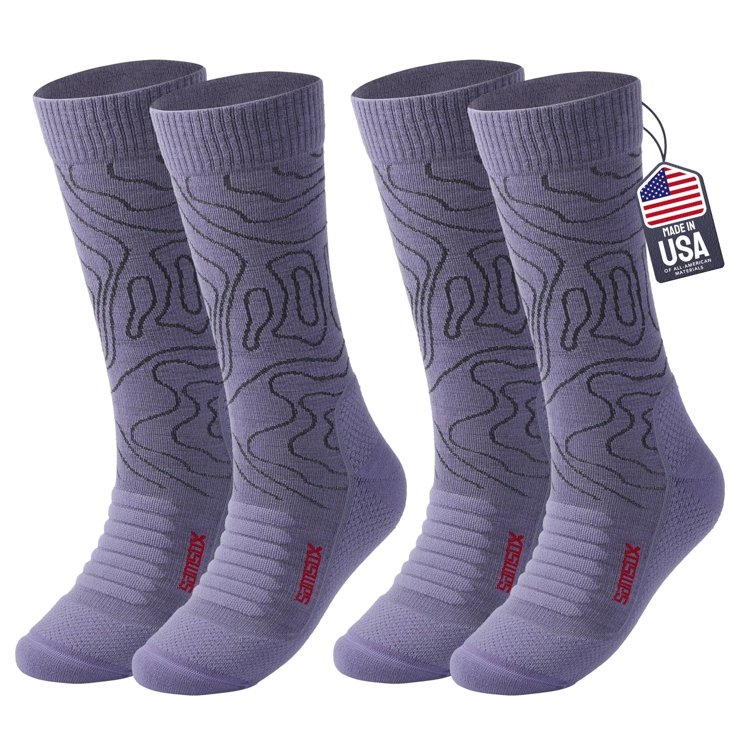 SAMSOX 2-Pair Merino Wool Hiking Socks, Thistle Down (Sierra)