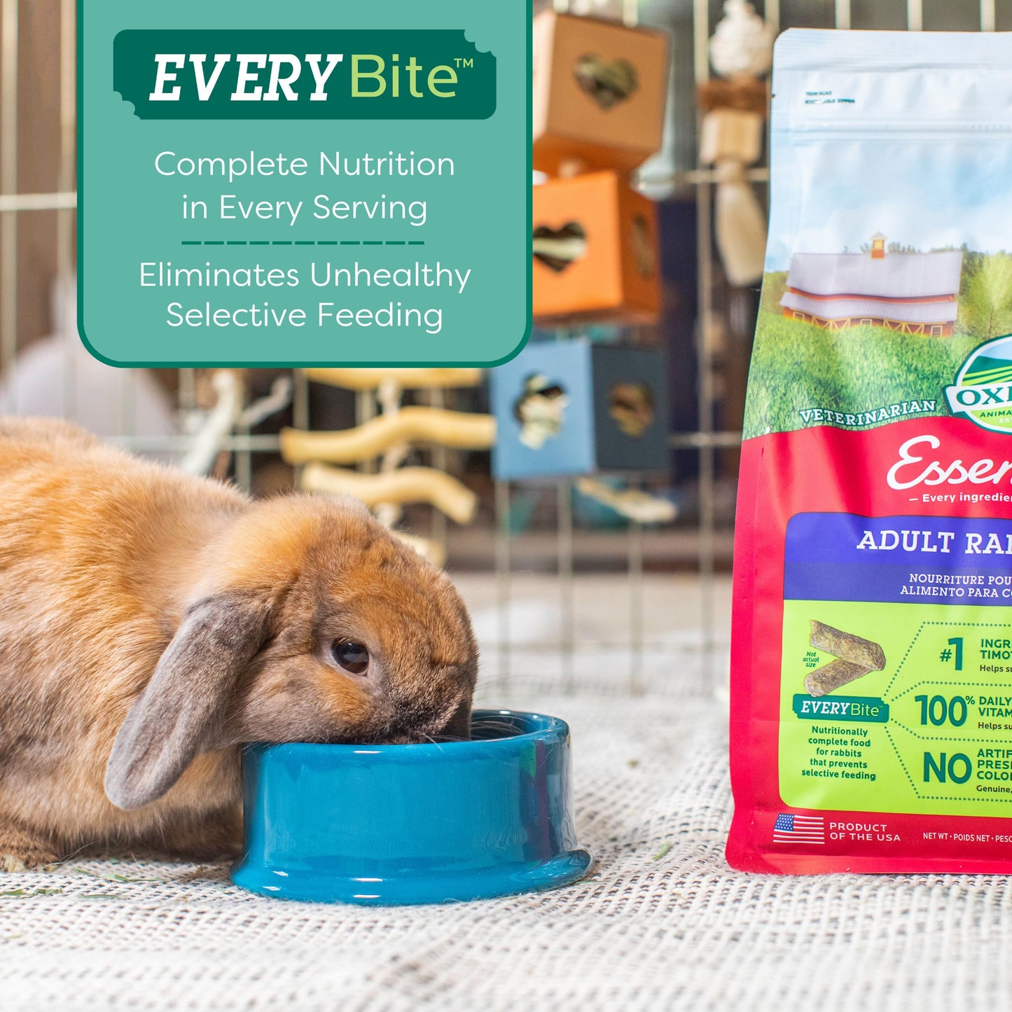 Oxbow Essentials Rabbit Food, Made with Oxbow Timothy Hay for Rabbit, Pet Pellets with Vitamins & Minerals, Small Animal Pet Products, Bunny Food, Made in USA, High Fiber