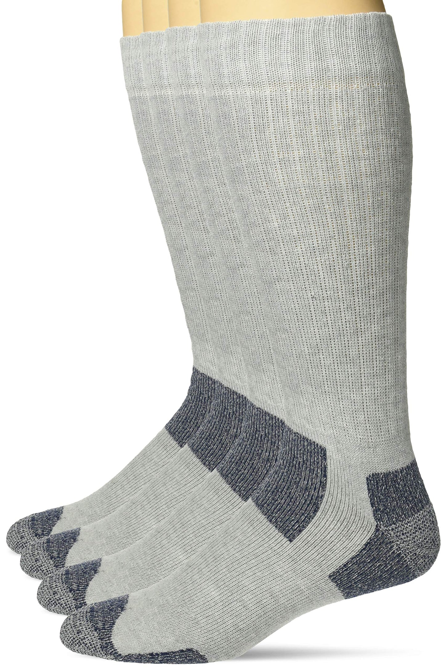 Carolina Ultimate Men's Steel Toe Boot Cushion Work Crew Socks 4 Pair Pack, Grey, Large