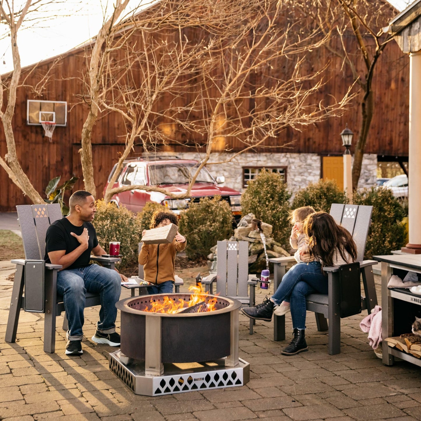 Breeo Smokeless FIrePit (X Series 30, Corten Steel) | 34.5 inch Smokeless Fire Pit for Outside | 94 Pounds | Ideal for Families Compatible with Wide Range of Breeo Accessories