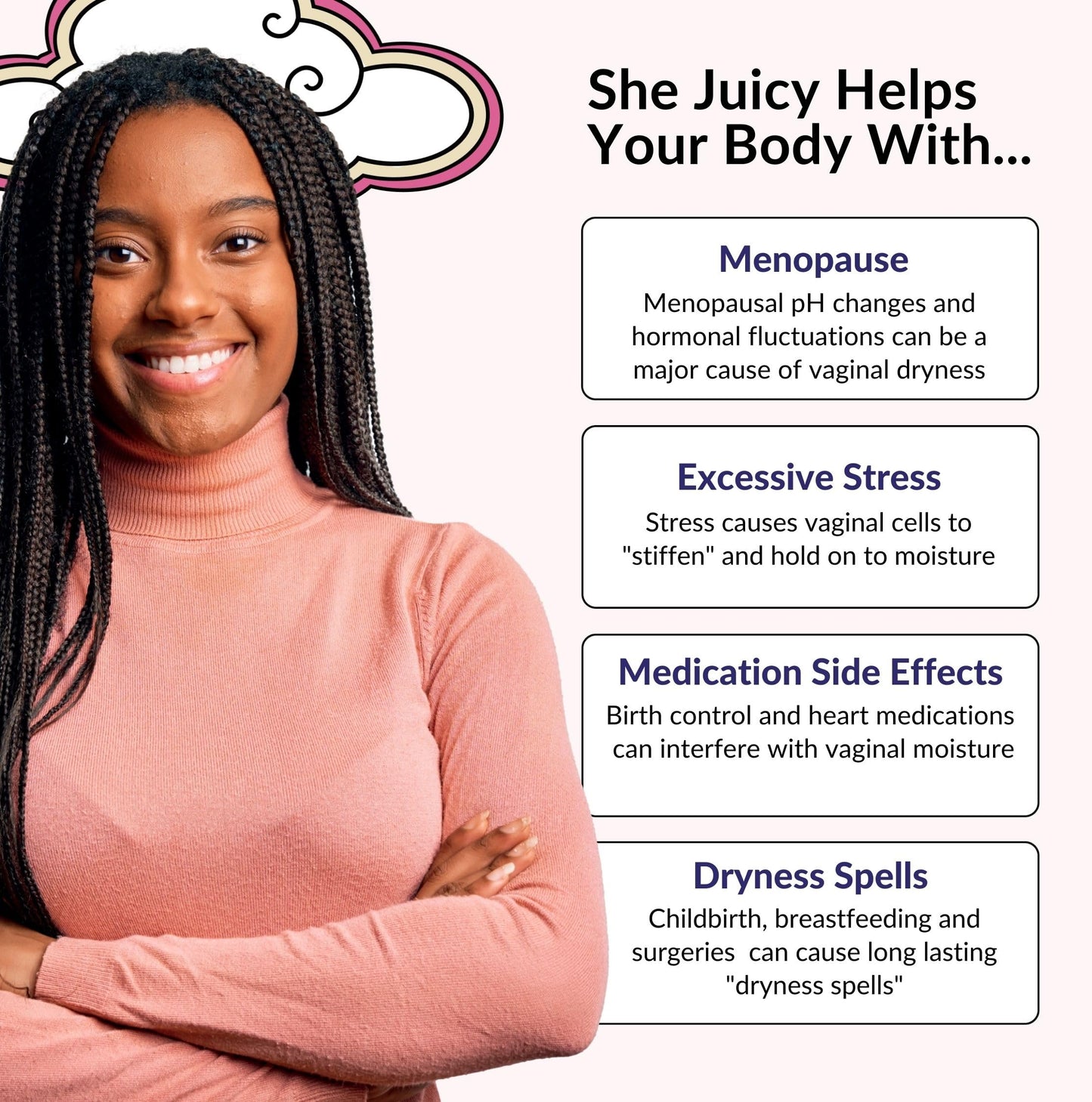 Flower Power She Juicy Vaginal Moisturizer | Feminine Care for Women - 60 ct - End Vaginal Dryness with Slippery Elm Bark | Feminine Care for Vaginal Health - Made in USA