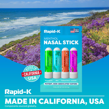 Nasal Sticks (4 Pack) – Nasal Inhaler Stick for Allergy Support, Sinus Relief, Focus Boost – Menthol Vapor Inhalers with Essential Oils (Mint, Lavender, Tropical, Wintermint)