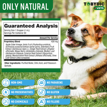 Tobydic Dry & Wet Kennel Cough Natural Medicine & Relief for Dogs and Cats - Herbal Treatment Support Helps to Soothe Throat & Respiratory Trachea Comfort Supplement for Pets - Made in USA