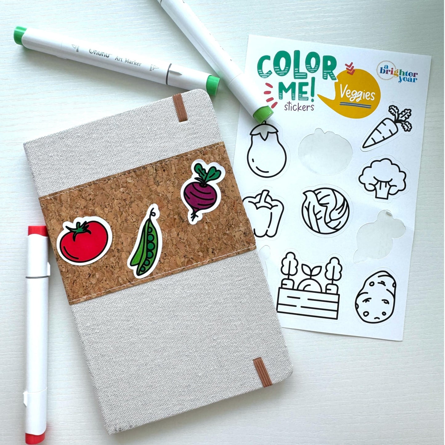 A Brighter Year Color-Your-Own Sticker Bundle, Fun Eats Edition - 4-Pack of 8.5” x 5.5” Sheets of 10 Stickers Each – Each Sticker is 1.5-2” x 2-3” - Notebooks, Planner, Gift Wrap