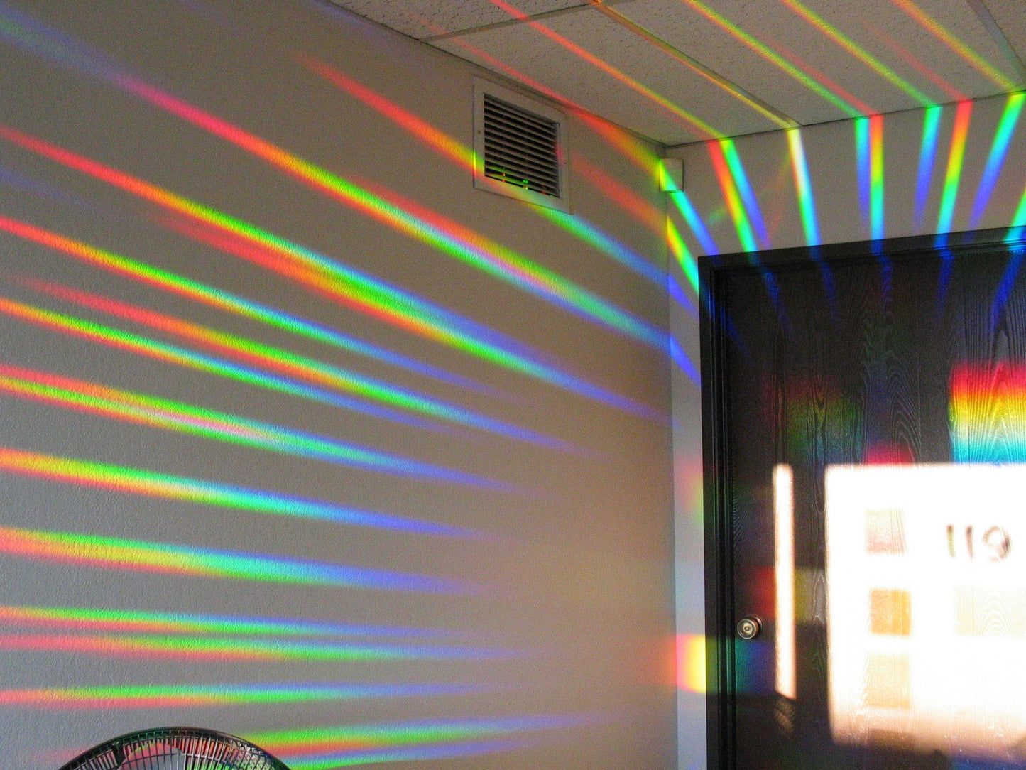 Rainbow Symphony- Rainbow Window Suncatcher, Axicon Prism Pattern, with Bonus Rainbow on Board Sun Catcher, Made in USA