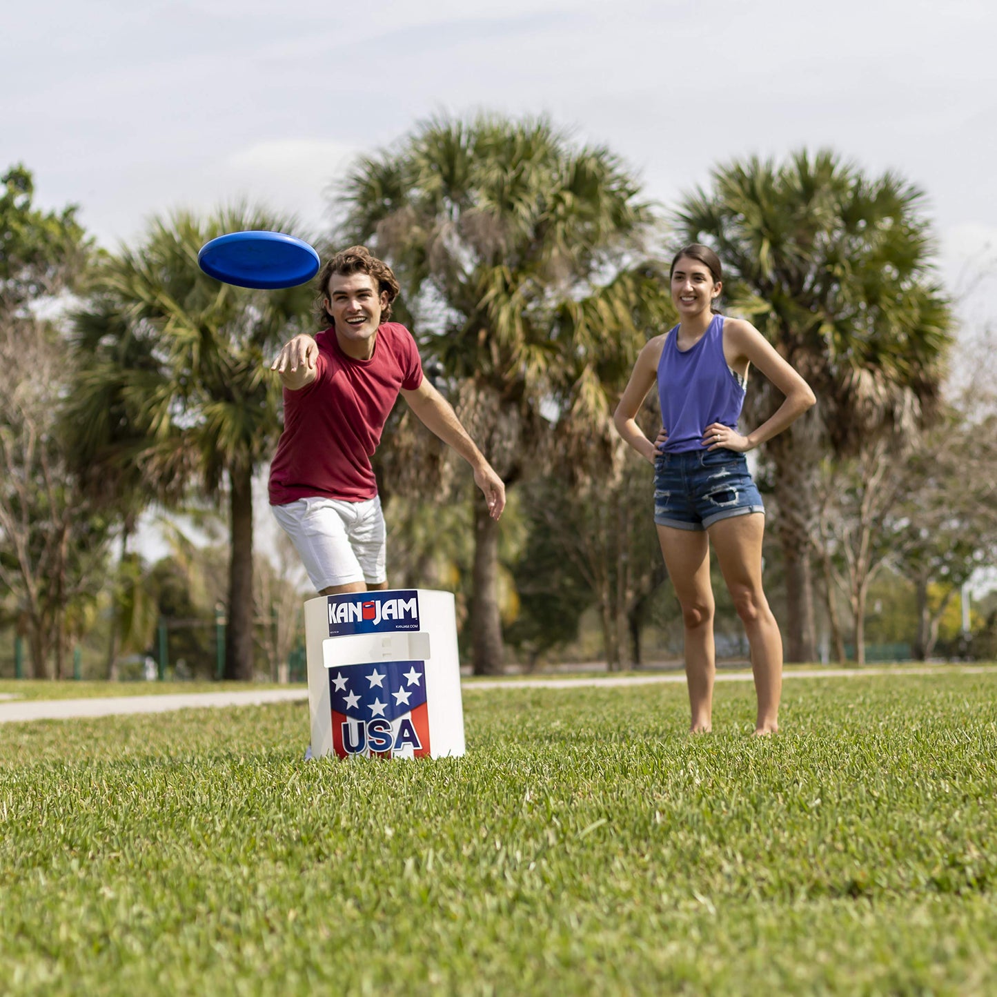 Kan Jam Original Disc Toss Game with 2 Disc Golf Basket Retrievers and 1 Disc Golf Disc - Outdoor Frisbee Golf, Frisbee Slam Game in USA, EPSN and Dude Perfect Designs