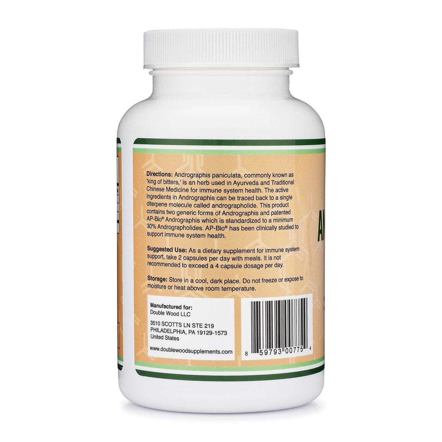 Andrographis Capsules Max Andrographides - 1,000mg Serving Size (120 Capsules) with AP-Bio (Patented Andrographis Paniculata Extract) - Clinically Studied for Immune System Health by Double Wood
