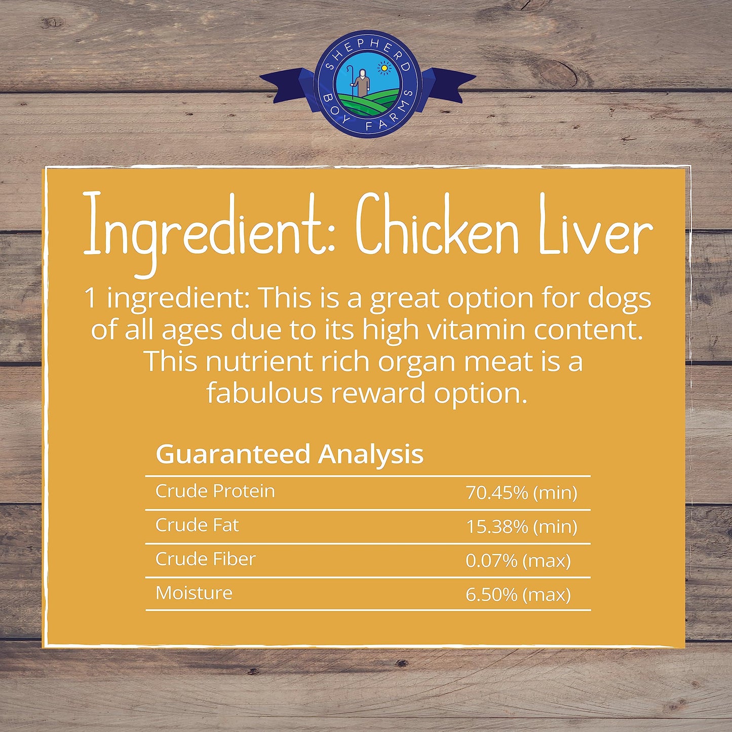 Shepherd Boy Farms Freeze Dried Dog and Cat Treats, Chicken Liver, All Natural Single Ingredient Freeze-Dried Dog Treat & Snacks, Made in USA, High Protein, Essential Nutrition Raw Food, 8oz