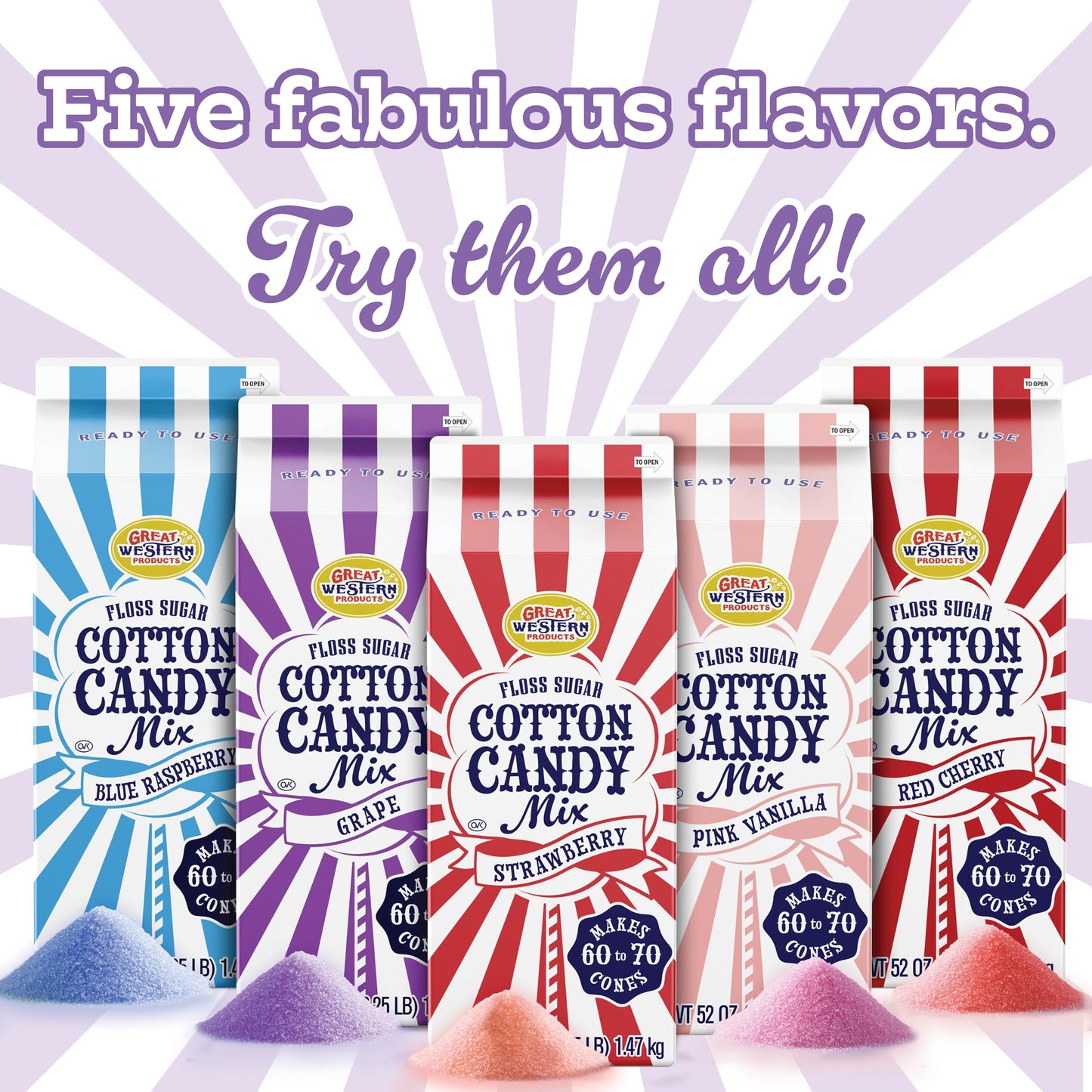 Premium America Grape Cotton Candy Floss Sugar Carnival-Style Fluffy Fun, Pre-Mixed & Ready to Use for Parties, Events & Festivals 3.25 lb Cartons Case of 3