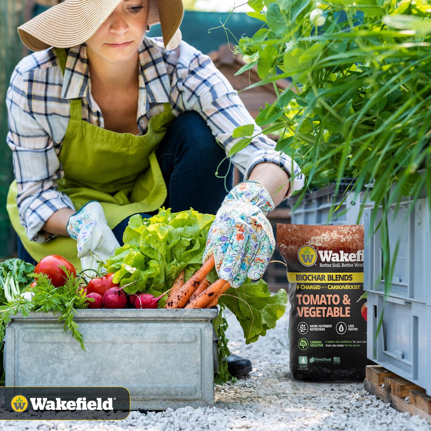 Wakefield Premium Biochar Blend – Organic Potting Soil for Vegetables, Tomatoes & Gardens – Potting Mix Enriched with Humic Acid & CarbonBoost – Versatile Top Soil for Indoor & Outdoor Plants-4quarts