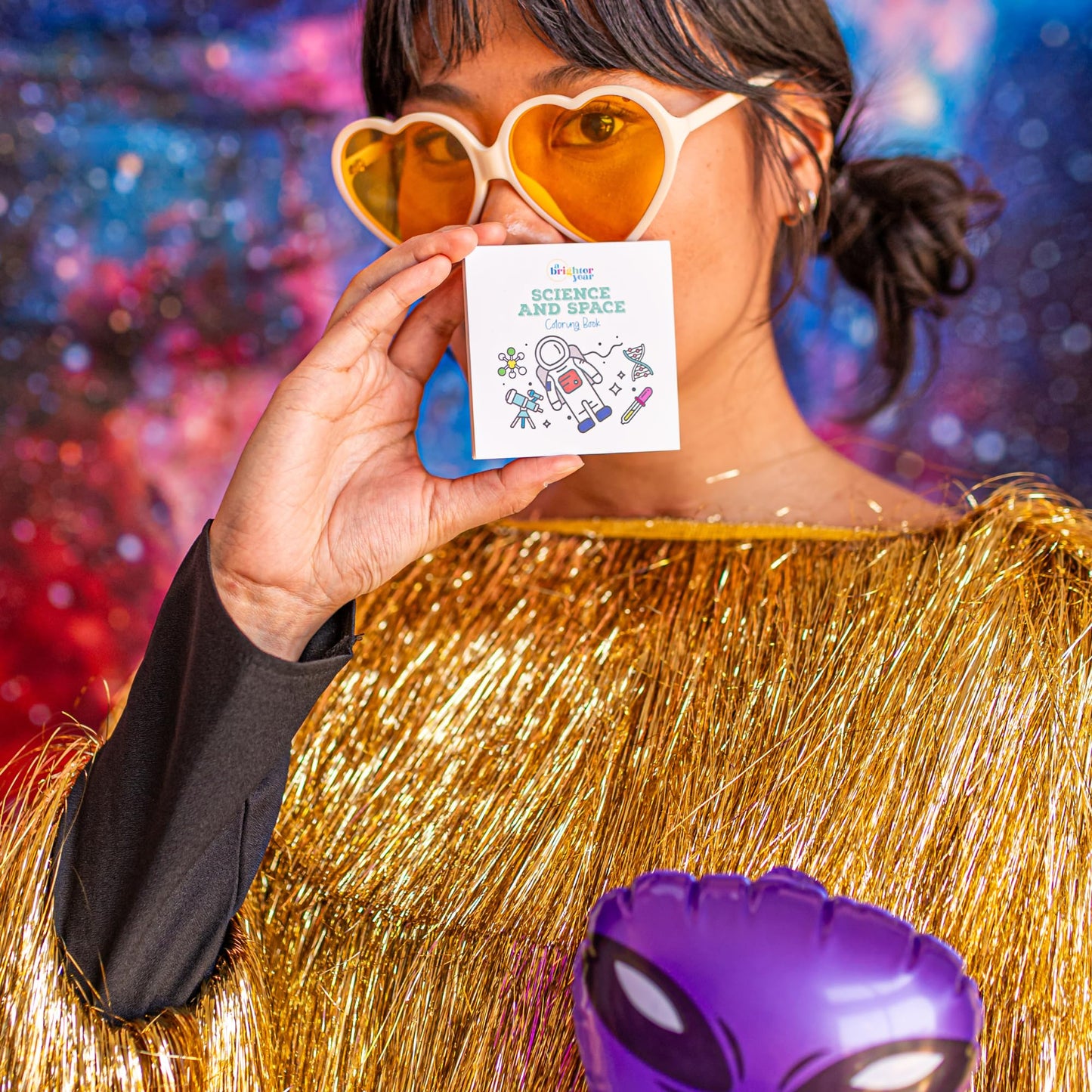 A Brighter Year Large Space Edition Bundle - Adult Mini Coloring Book (3" x 3", 50 Pages), Lined Notebook, Post It Notes (25-3” x 3”), & Stickers - Stress & Anxiety Relief - for Relaxation, Gift