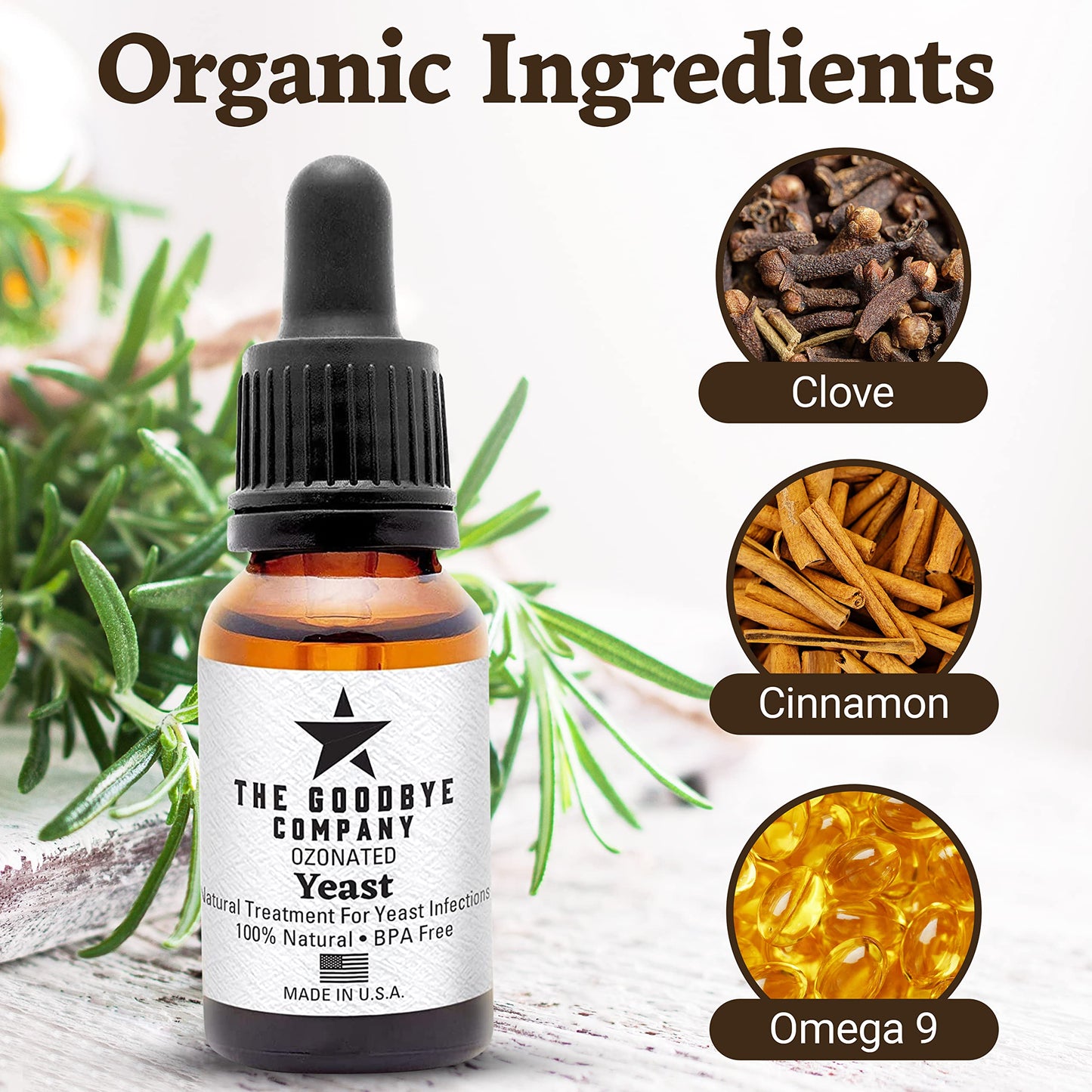 The Goodbye Company Ozonated Yeast Essential Oil Serum - USDA Certified Organic Glass Bottle‚ Made in USA (30 mL)