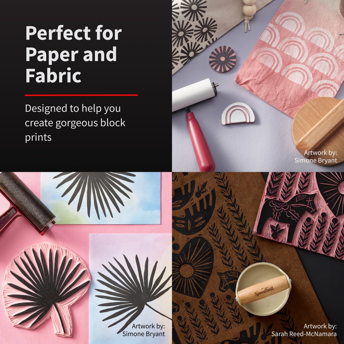 Speedball Block Printing Baren - Comfortable Wooden Handle, Made in the USA - 4 Inches (4139)