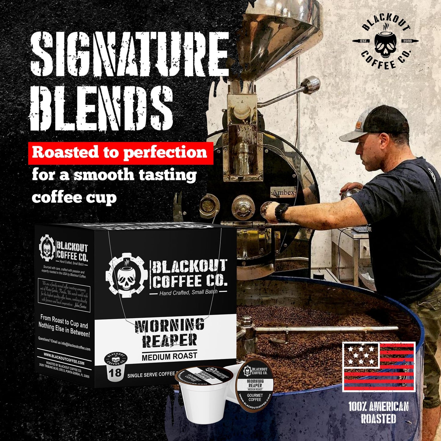 Blackout Coffee Morning Reaper K-Cups – Medium Roast Coffee Pods, Bold & Smooth Flavor, Aromatic – 18 Count, American Made