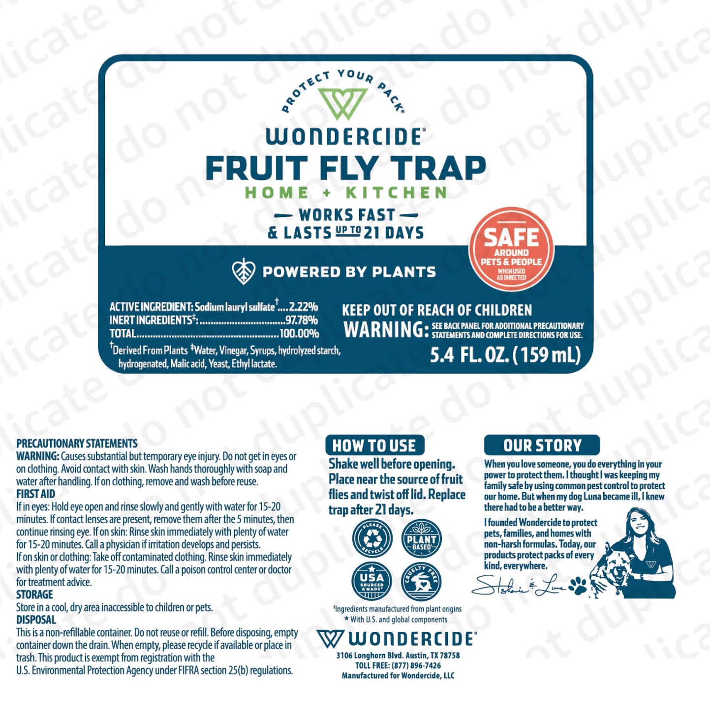 Wondercide - Fruit Fly Traps for Indoors - Fruit Fly Killer - Pet and People Safe - Made in USA & Plant Based - 5.4 oz - 2 Pack