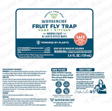 Wondercide - Fruit Fly Traps for Indoors - Fruit Fly Killer - Pet and People Safe - Made in USA & Plant Based - 5.4 oz - 2 Pack