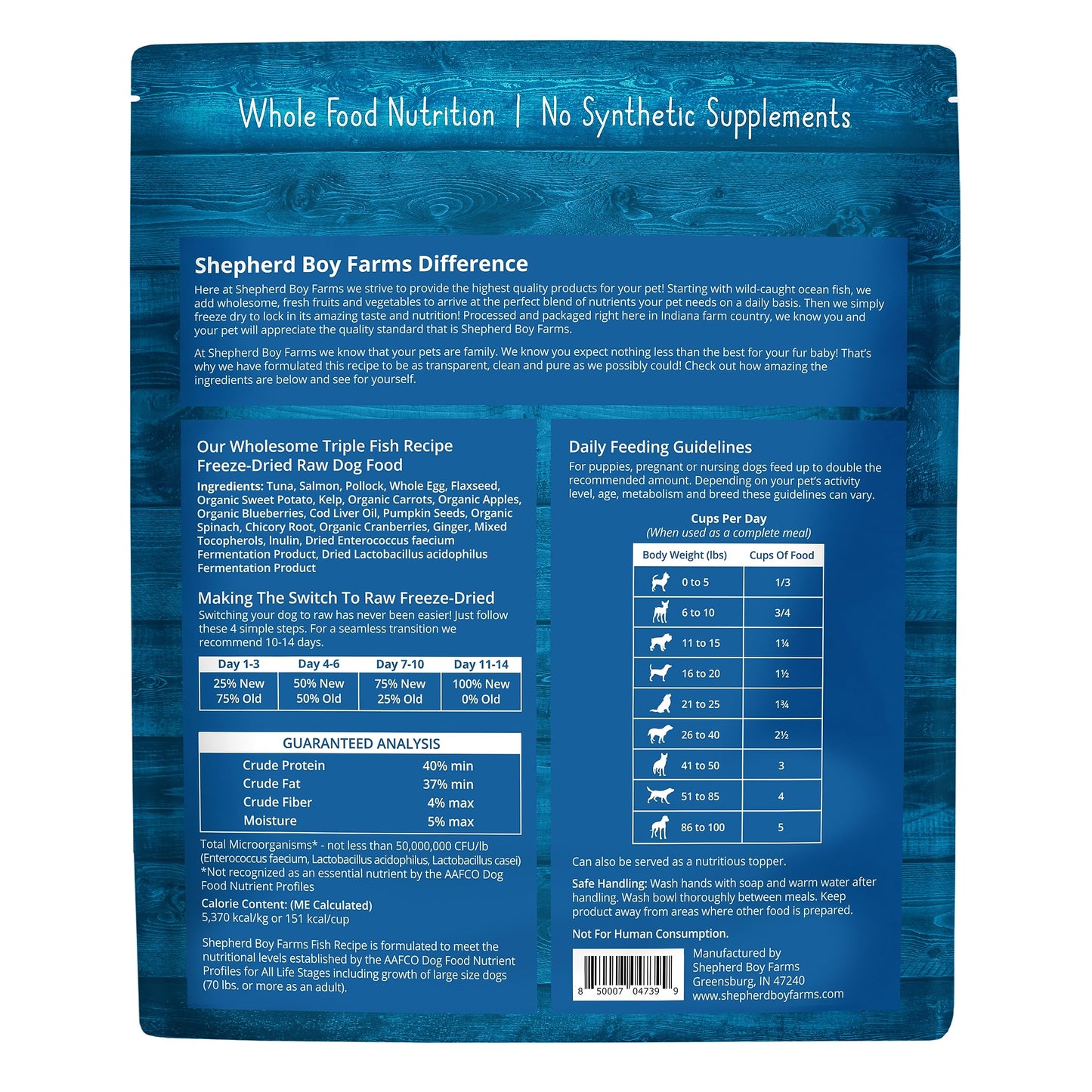 Shepherd Boy Farms Freeze Dried Raw Dog Food (Fish Medley Recipe), All Natural Food, 14 oz Bag, Freeze-Dried Dog Food, Made in USA with Organic Produce, High in Protein, Food Topper or Complete Meal