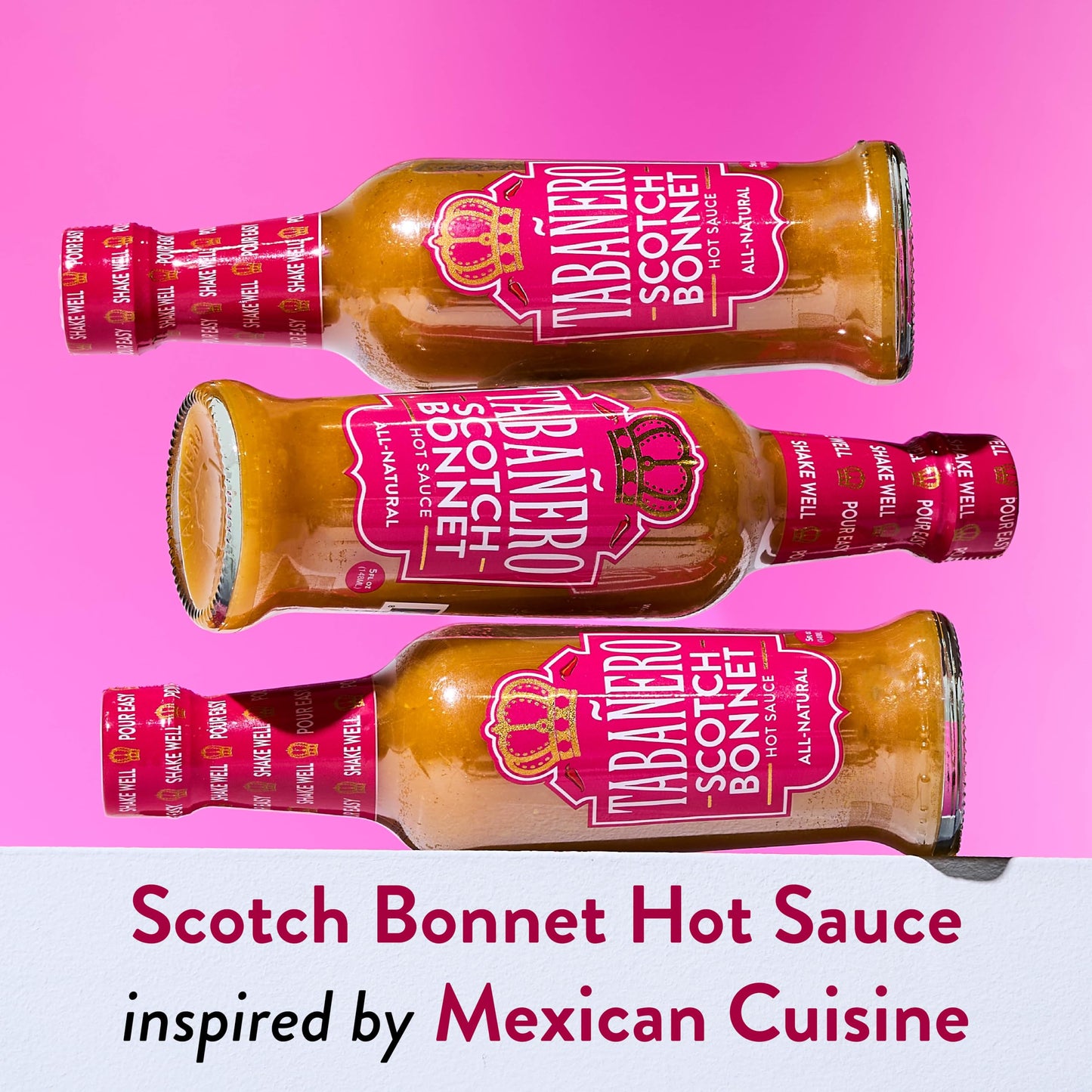 Tabañero Scotch Bonnet Pepper Hot Sauce, 5 oz Bottle, All-Natural Gourmet Heat, Perfect for Tacos, Wings, Eggs, Gluten-Free, Vegan, Kosher, USA Made,