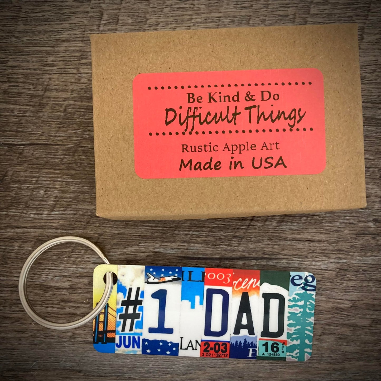 #1 Dad Keychain, Made in USA keychain, Fathers Day gift, Dad bag tag, number one Dad keychain, Fathersday gift, gift for Fathers