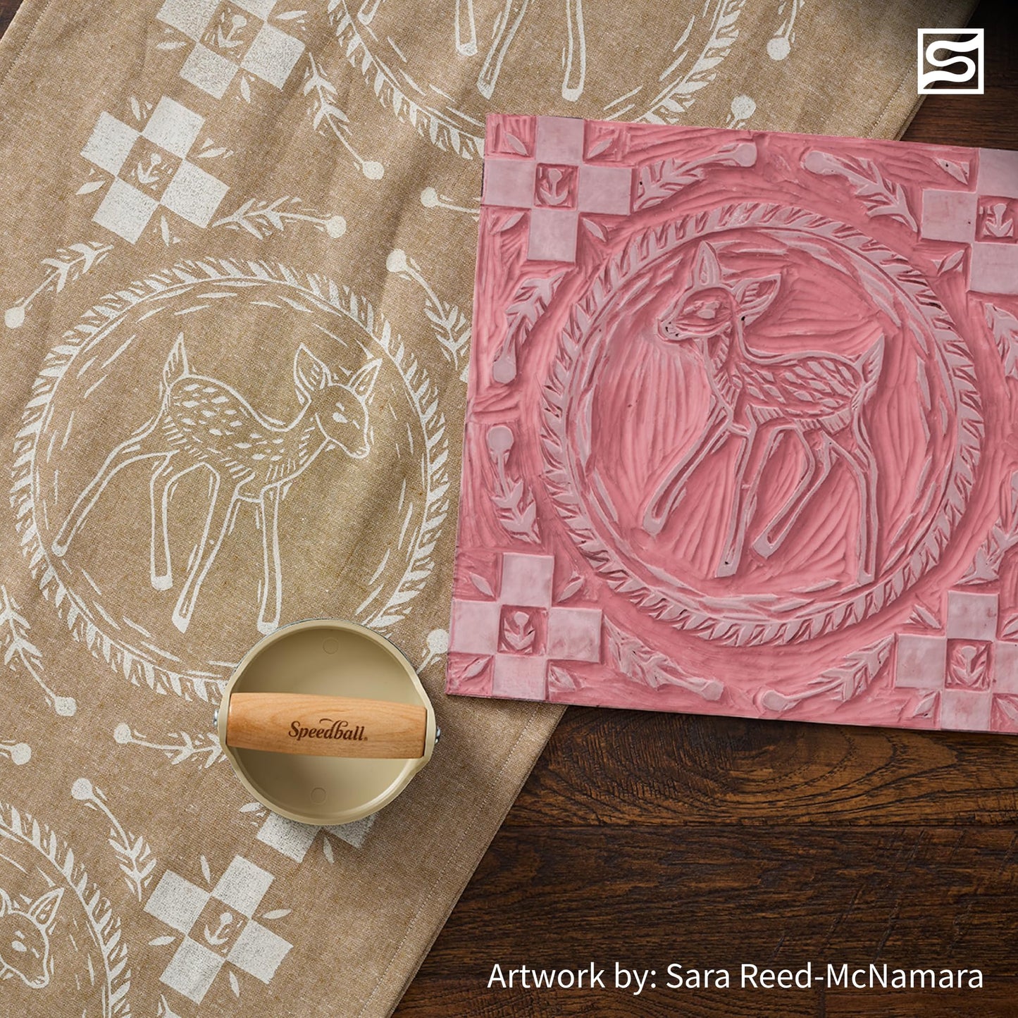 Speedball Block Printing Baren - Comfortable Wooden Handle, Made in the USA - 4 Inches (4139)